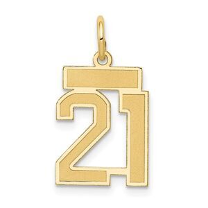 14k Yellow Gold, Jersey Collection, Small Number 21 Pendant